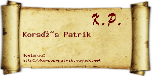 Korsós Patrik névjegykártya