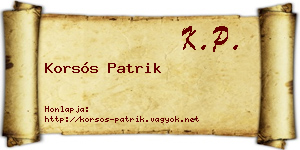 Korsós Patrik névjegykártya